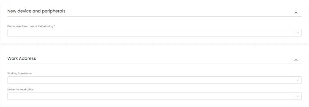 Onboarding request form, devices and address step