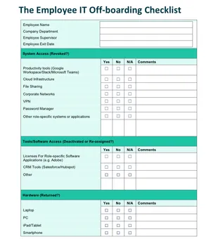 Cover of Sereno IT's Employee IT Off-boarding Checklist PDF